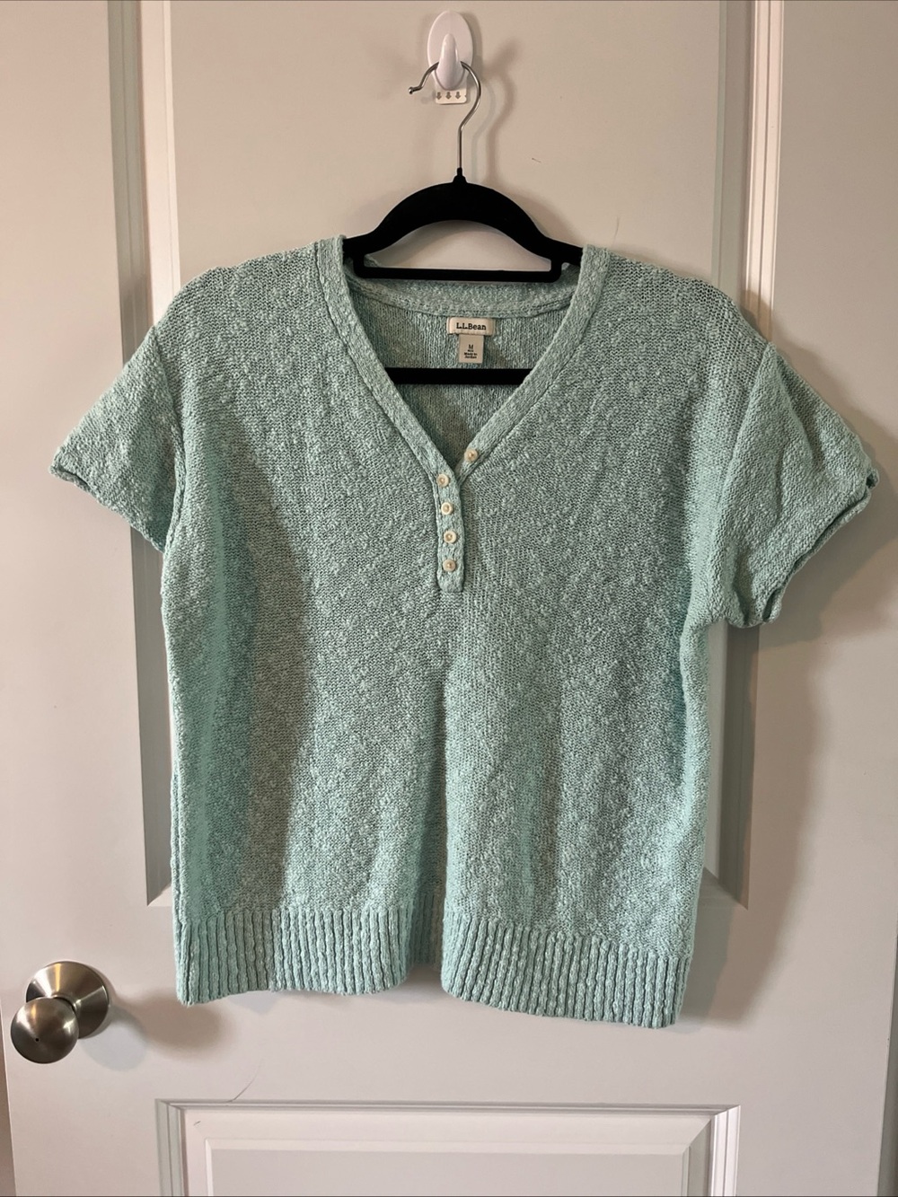 LL Bean Misses 100% Cotton Short Sleeve Sweater Size Medium